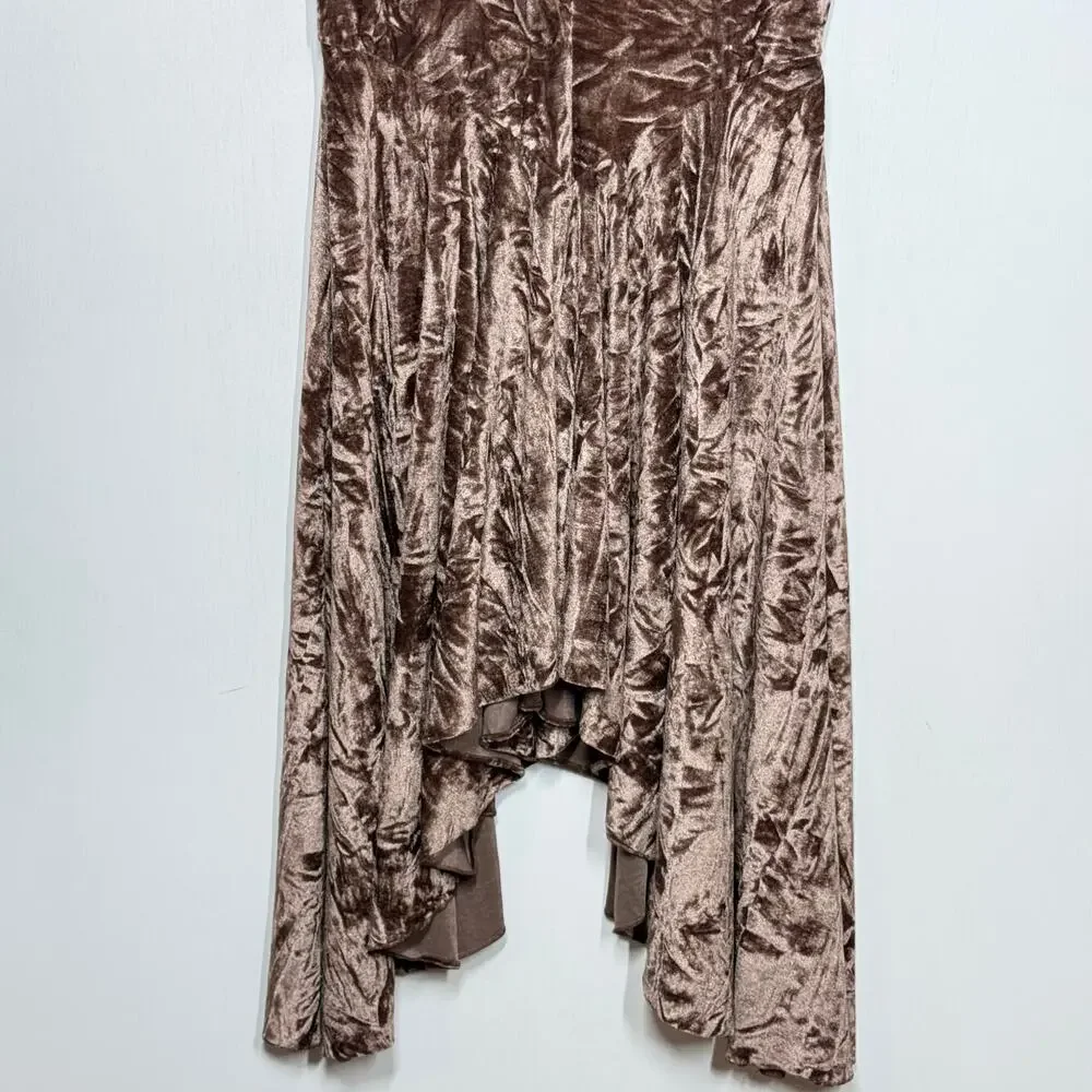Silence + Noise Corina‎ Mini Dress Women's Size M Brown Crushed Velvet V-Neck